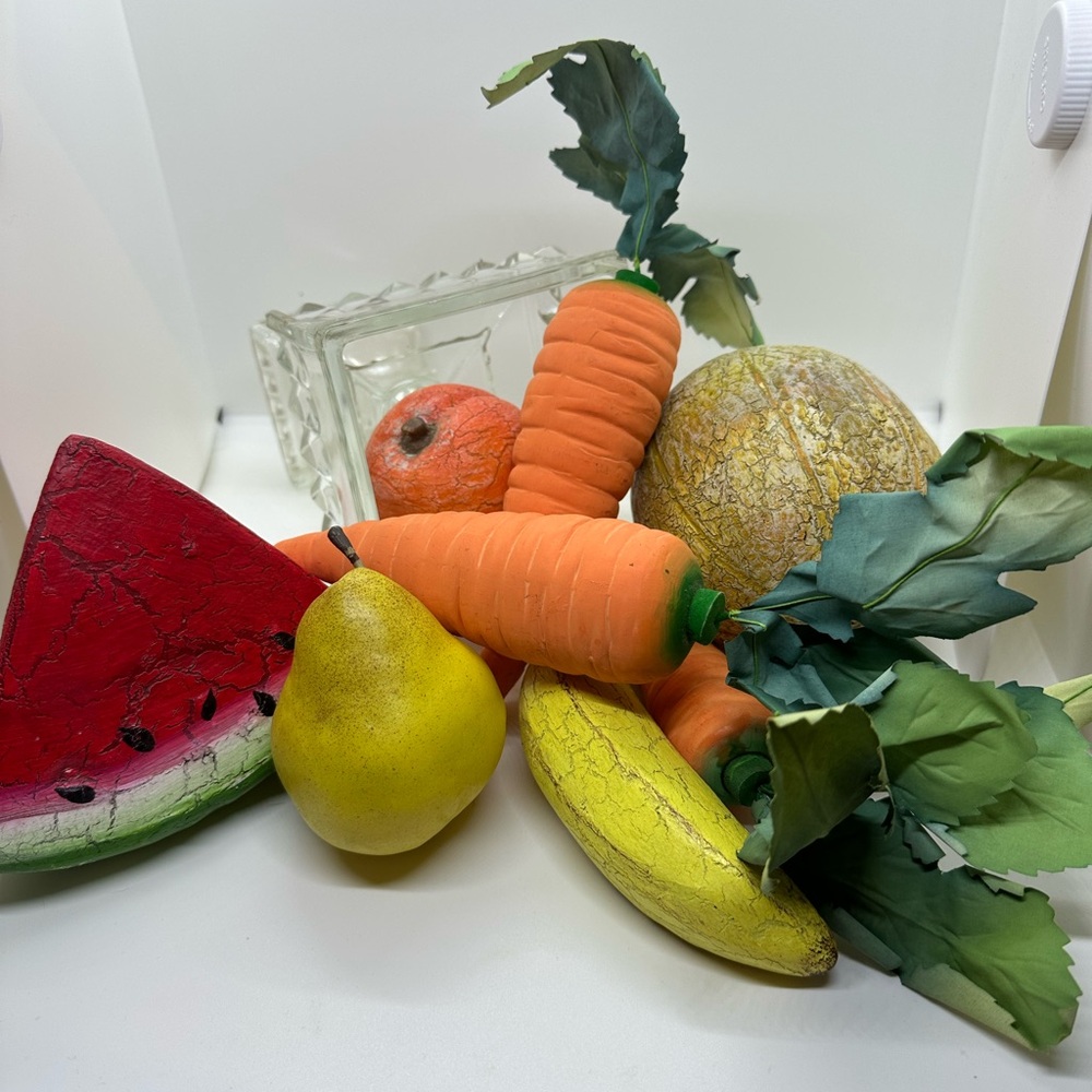 Colorful Artificial Glass Fruit and Vegetables Set